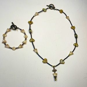 Handmade leaf Necklace and bracelet set
